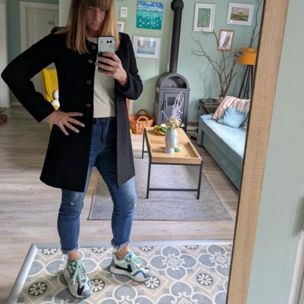 Csodaszép fekete szövegkabát, 36, S - Image 4