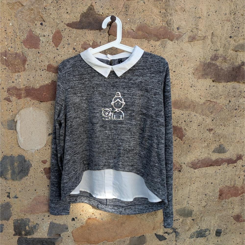 Csajos-macskás felső, szürke, női M