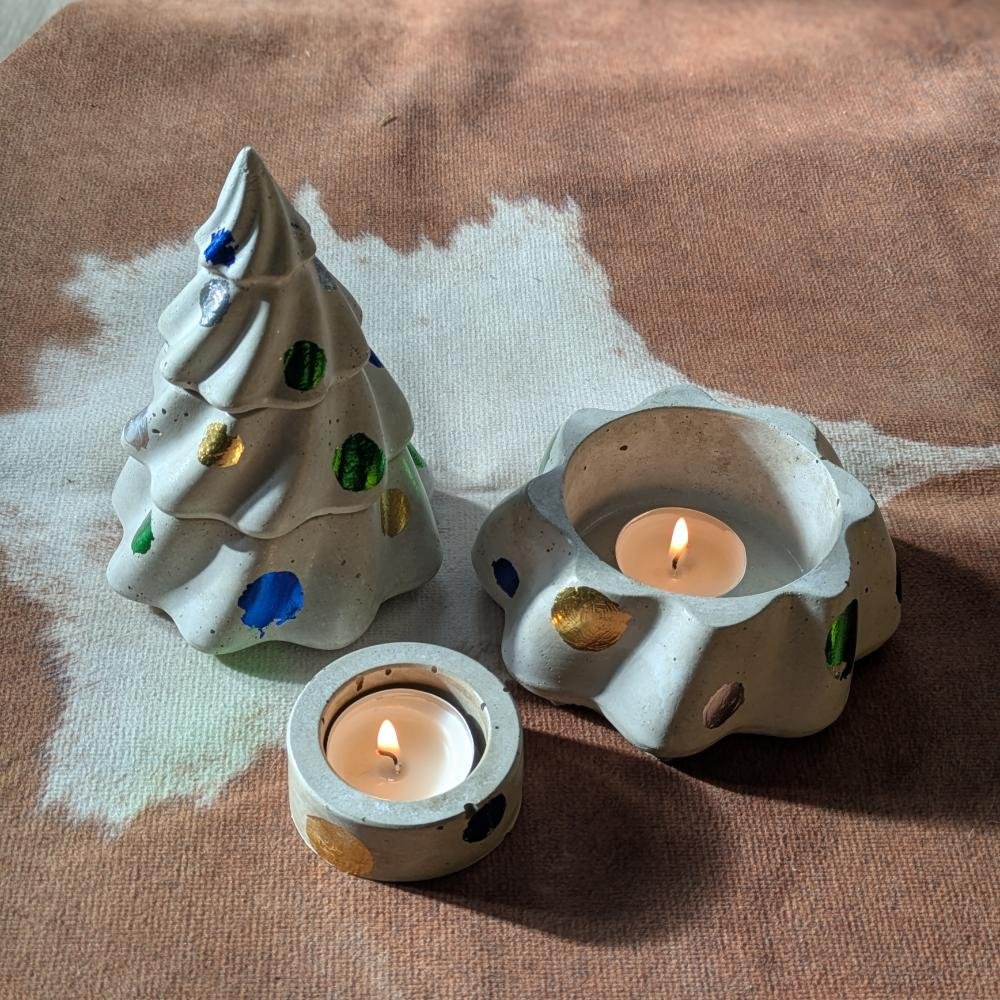 Karácsonyfa adventi gyertya szett, 19 cm, kék - Image 4