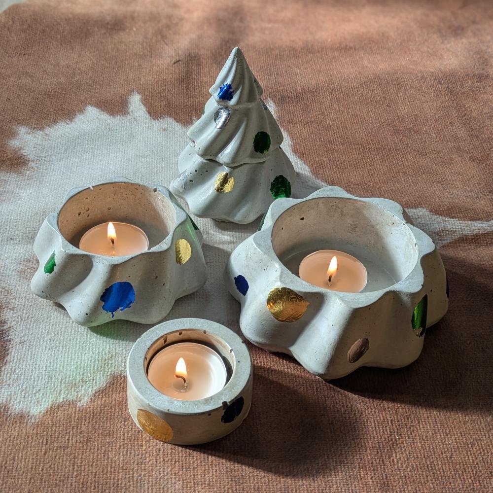 Karácsonyfa adventi gyertya szett, 19 cm, kék - Image 5